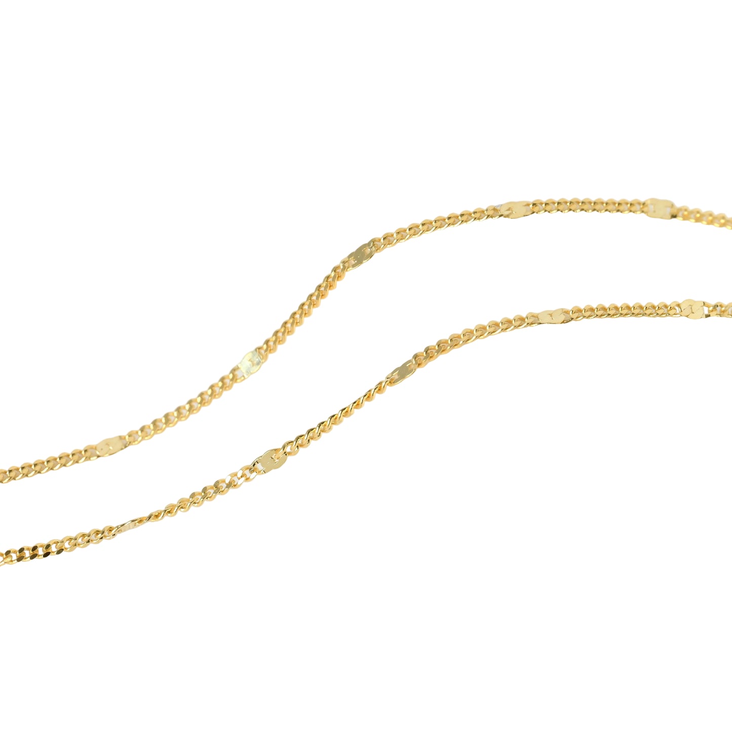 Gold sequin chain bracelet on a white background