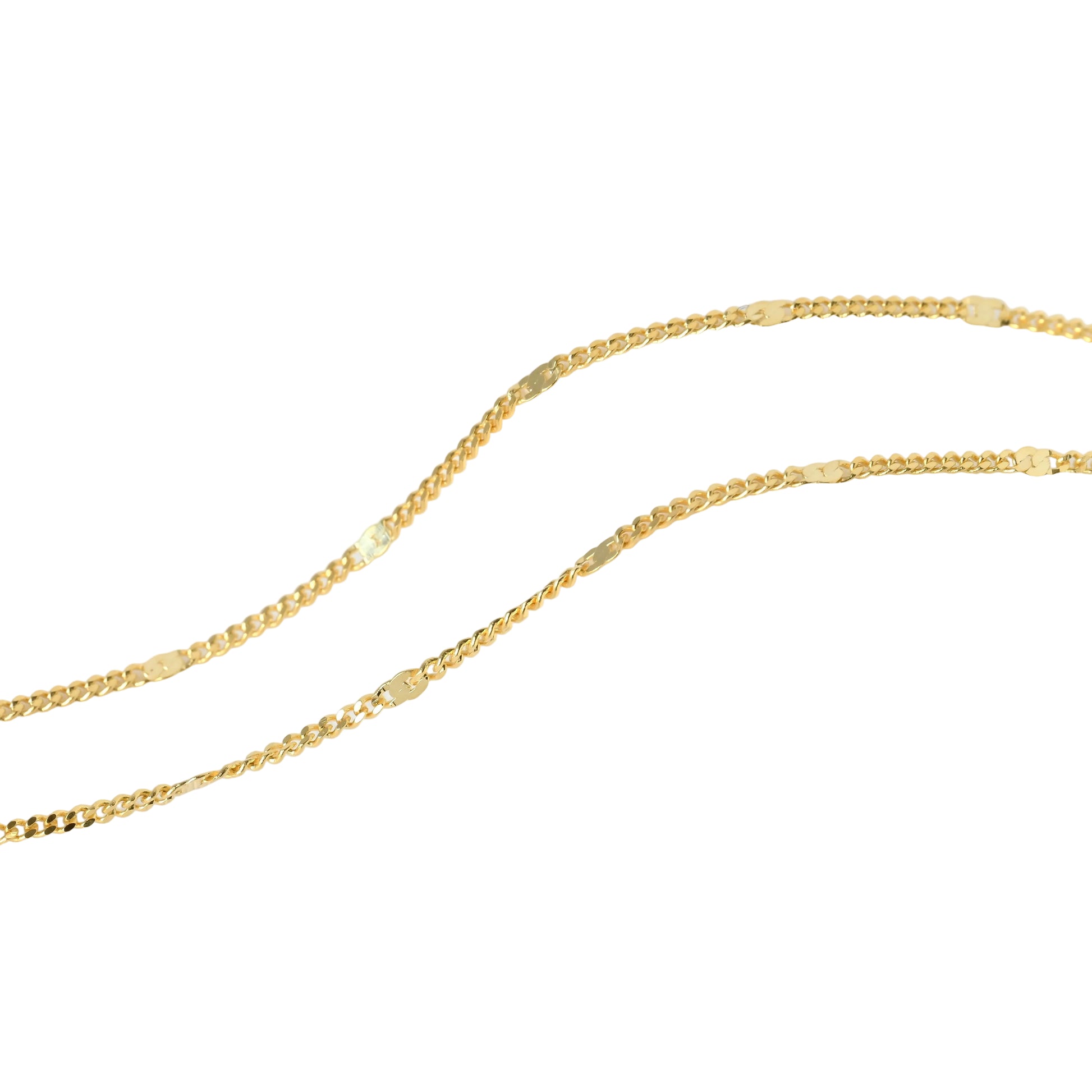 Gold sequin chain bracelet on a white background