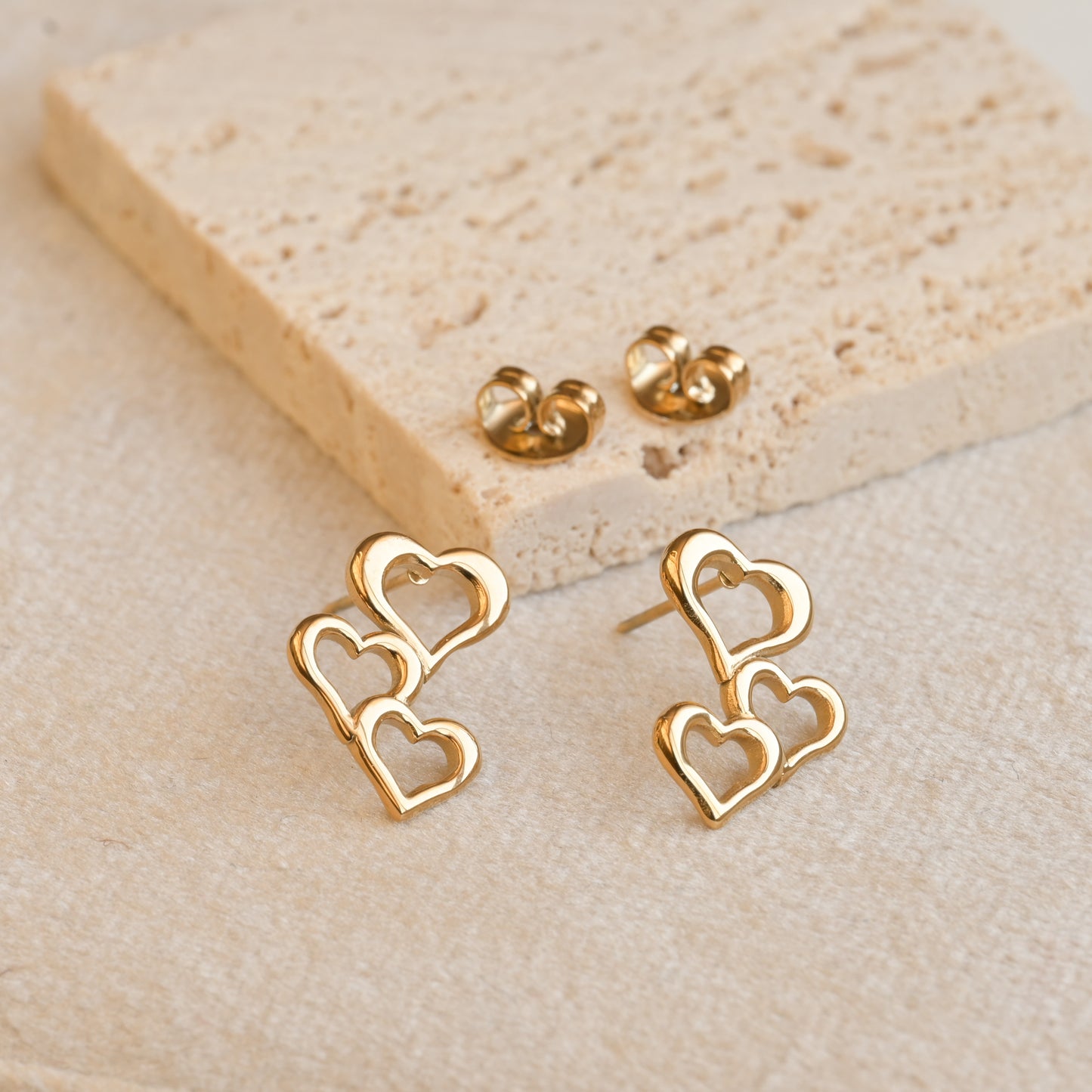 Triple Heart Drop Earrings