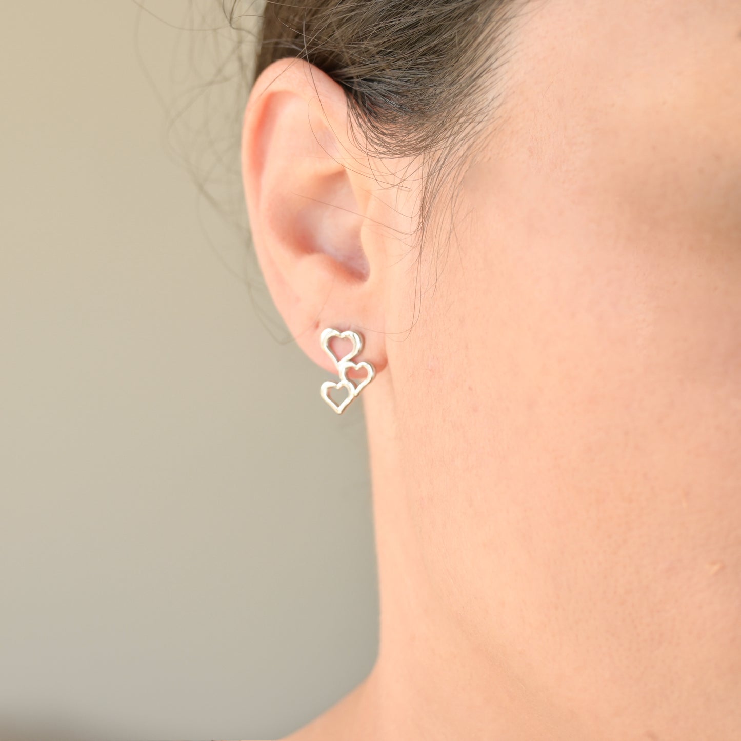 Triple Heart Drop Earrings