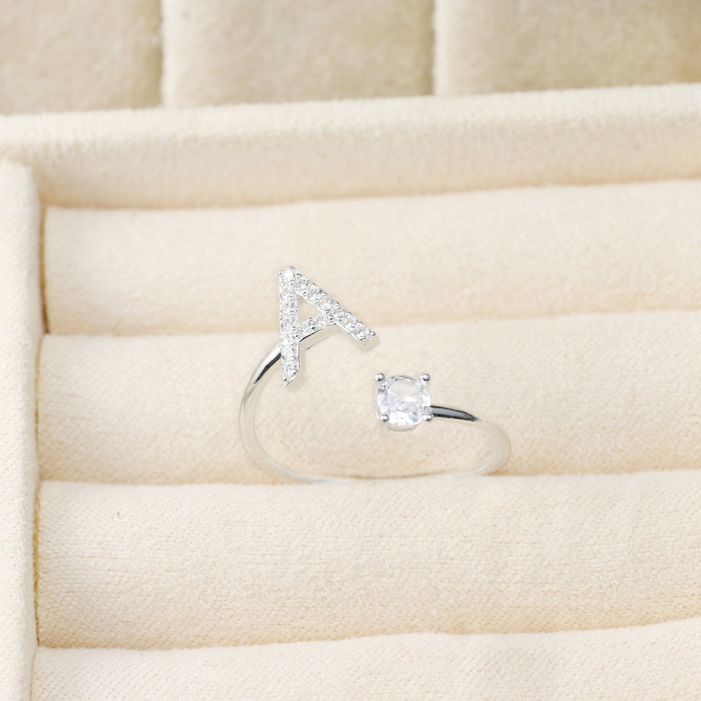 Open Silver Initial Ring