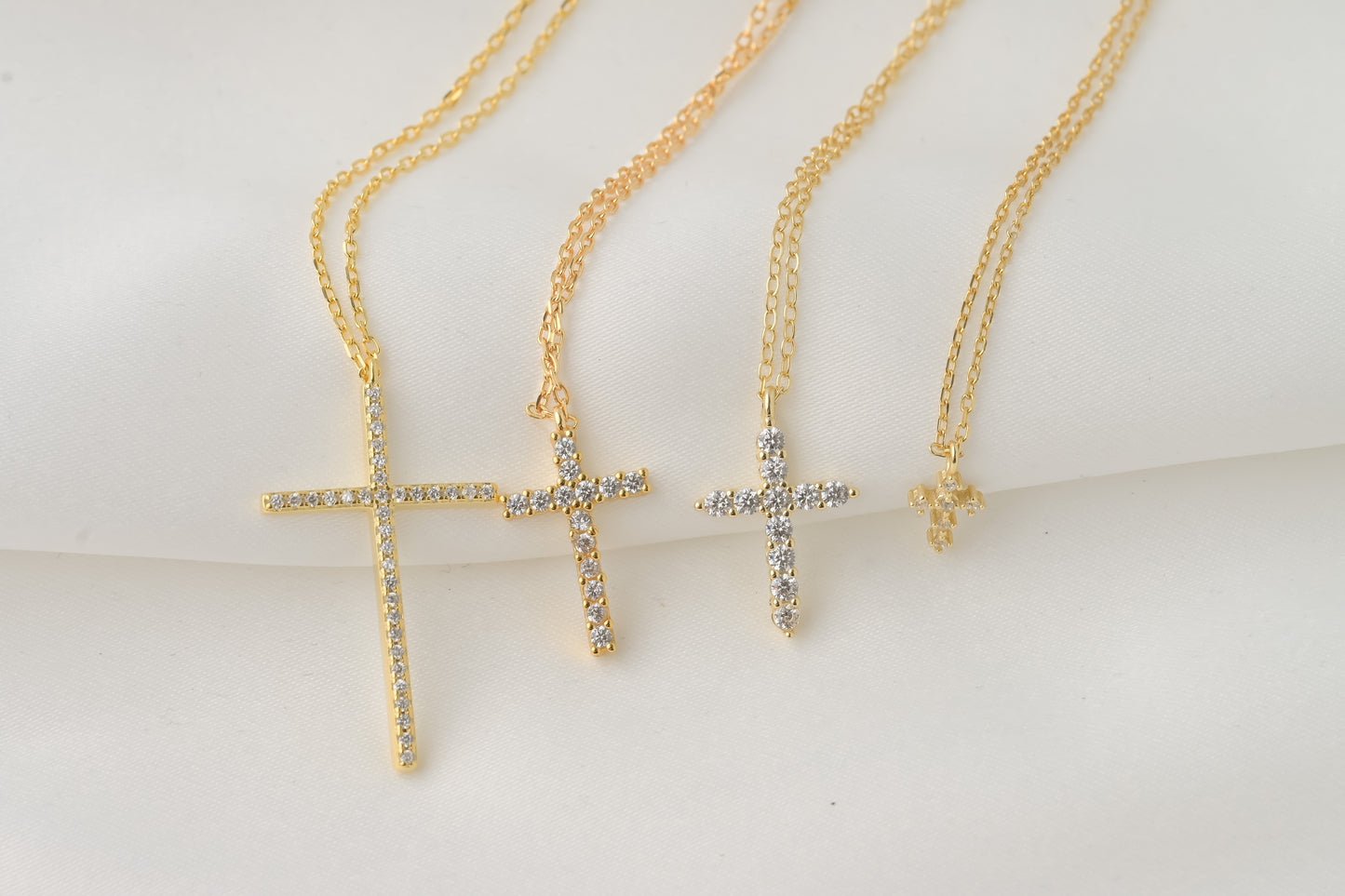 Silver Diamond Cross Necklace