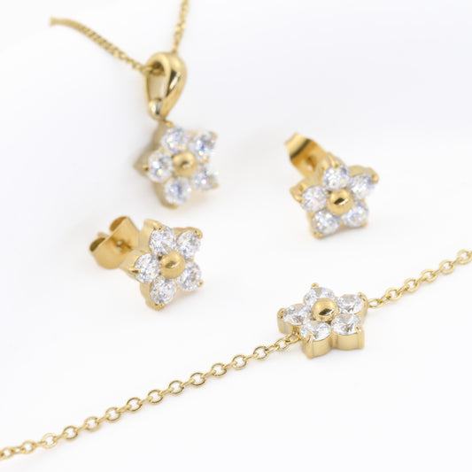Diamond Flower Jewelry Set