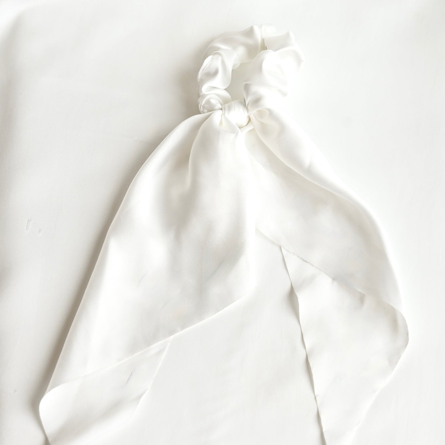 Satin Bow Hair Tie - Long Ruffled Ribbon Scrunchies