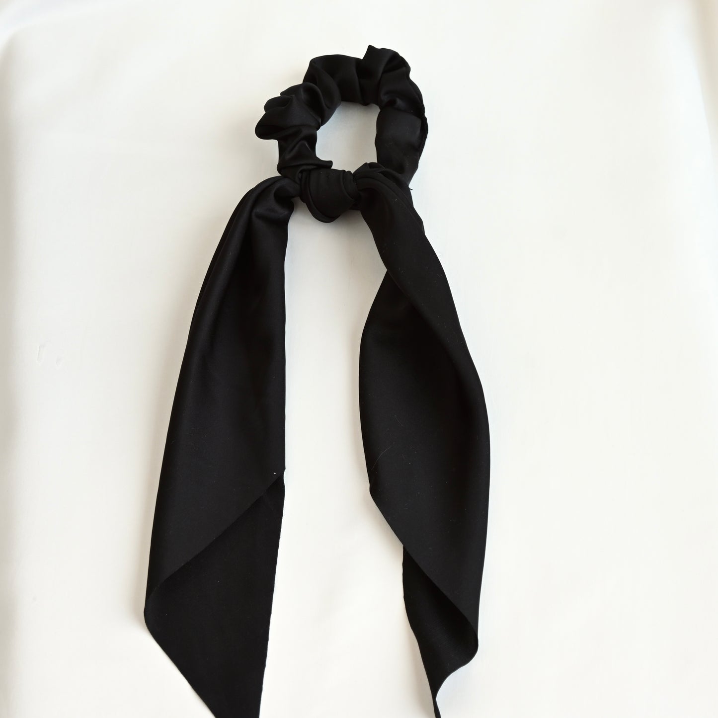 Satin Bow Hair Tie - Long Ruffled Ribbon Scrunchies