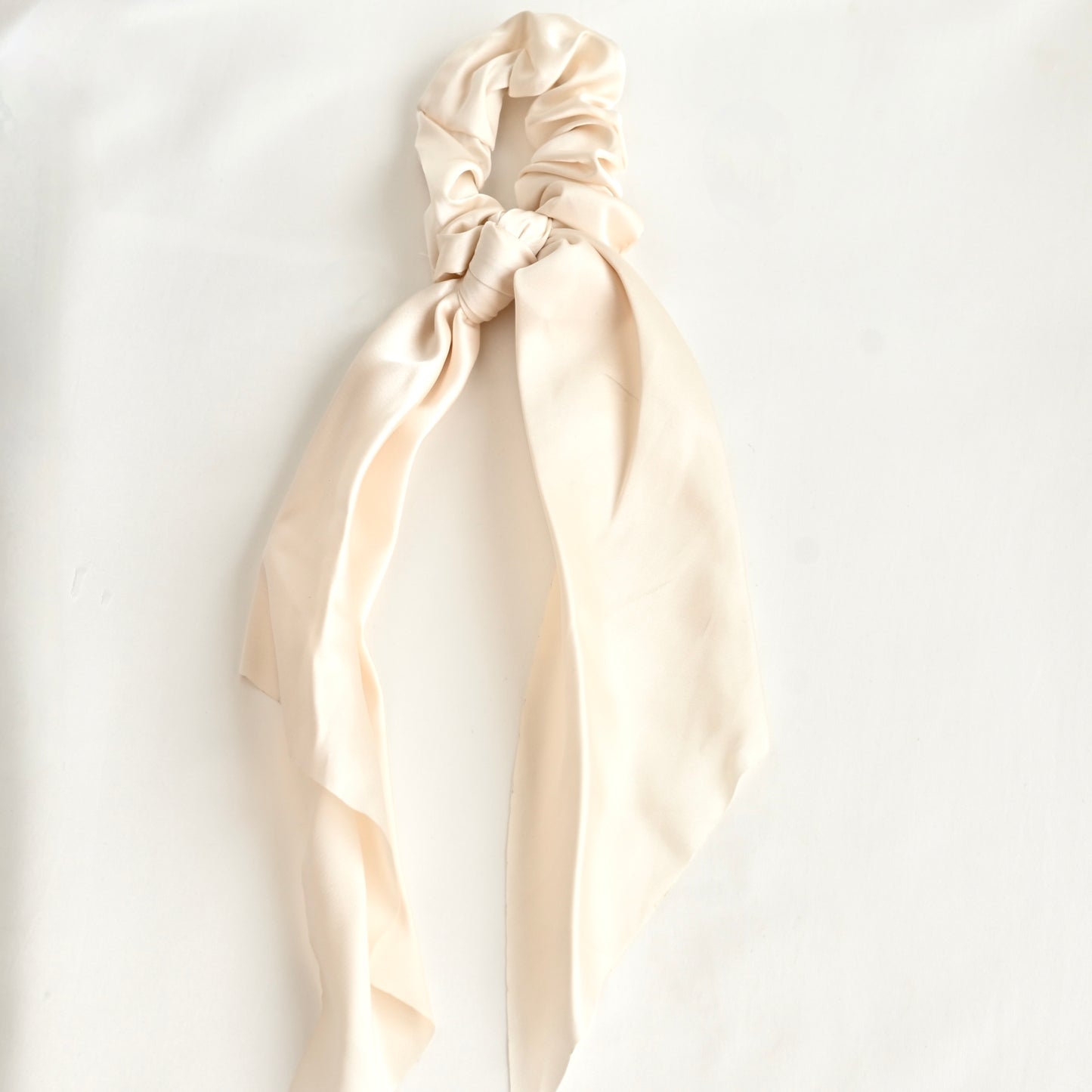 Satin Bow Hair Tie - Long Ruffled Ribbon Scrunchies