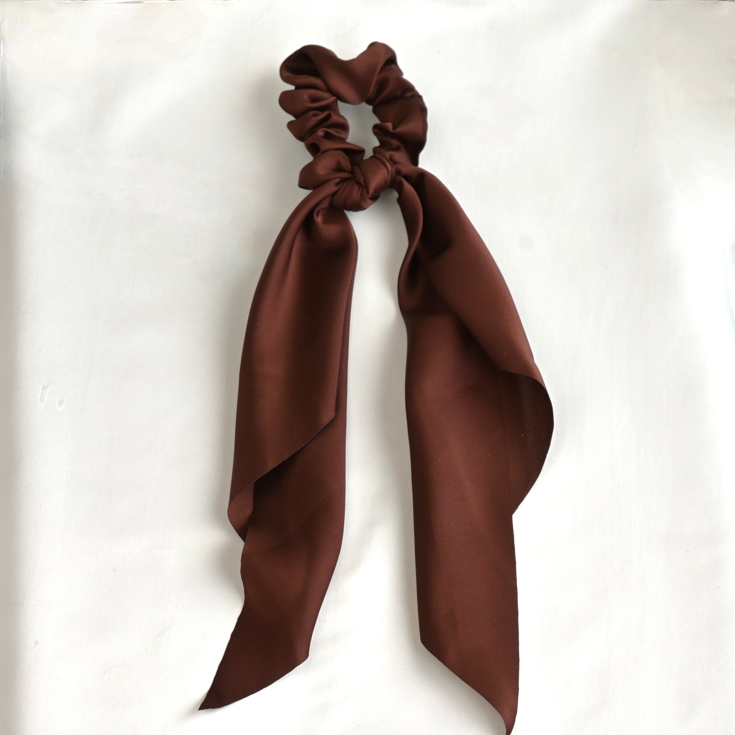 Satin Bow Hair Tie - Long Ruffled Ribbon Scrunchies