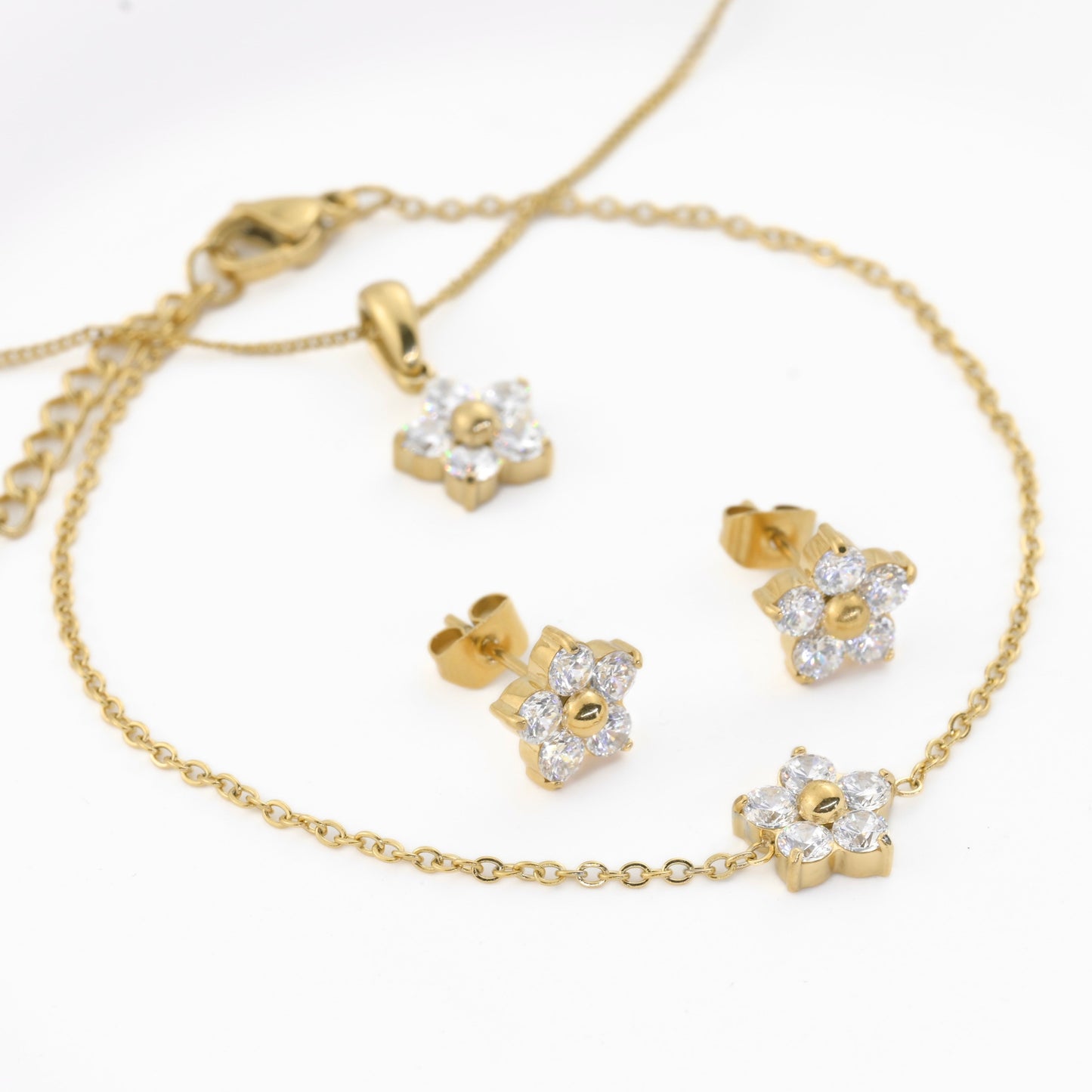 Diamond Flower Jewelry Set