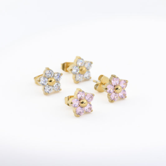 Diamond Flower Studs