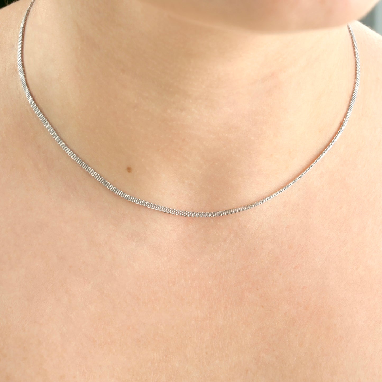 Thin Mesh Choker, Stainless Steel Mesh Herringbone Necklace - Gold & Silver - 2mm & 4mm - 14"