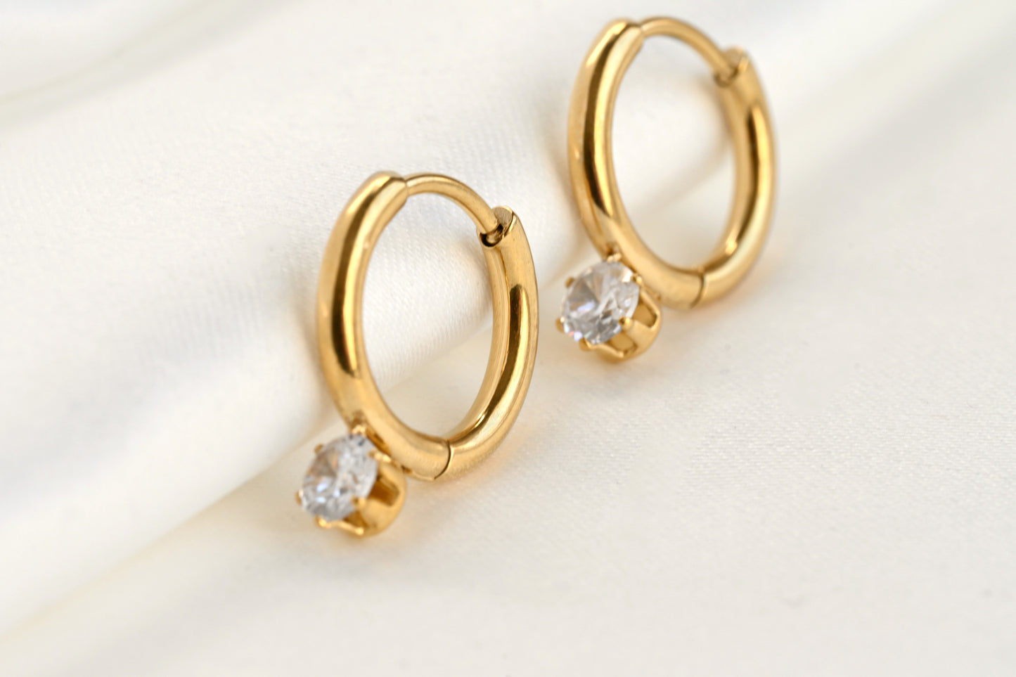 Small Diamond Charm Hoops