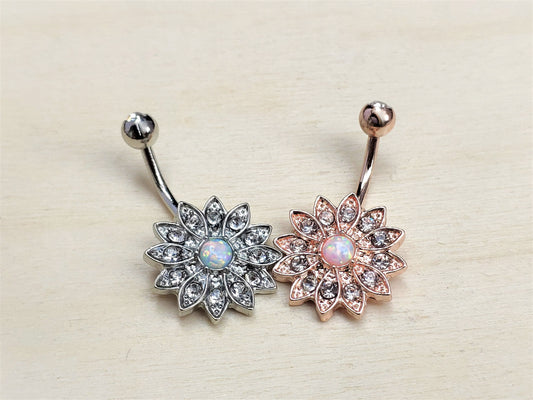 Floral Opal Belly Ring