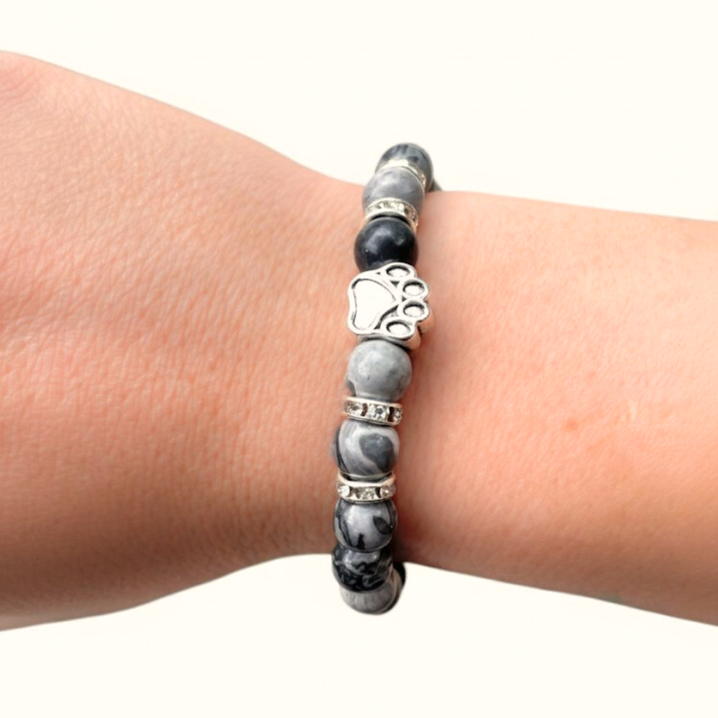 Paw Print Bracelet - Natural Stone Dog Paw Bracelet