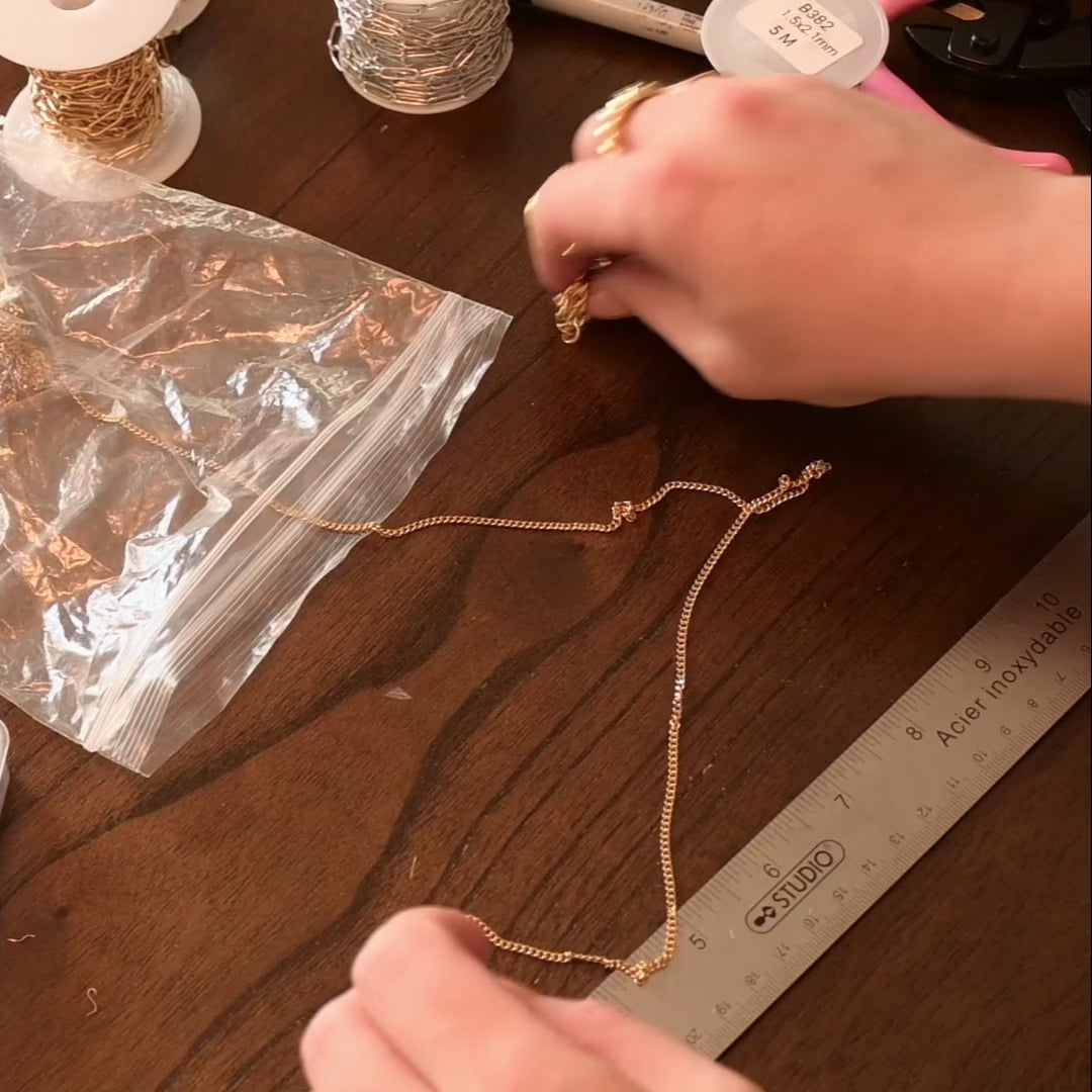 3mm width curb chain bracelet in the making in jewelry studio