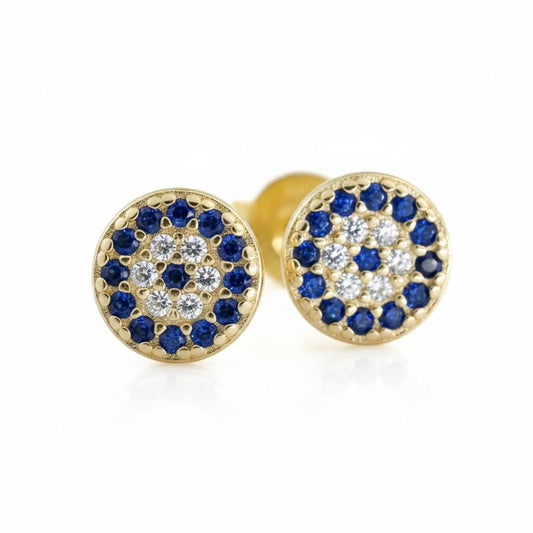 Diamond Evil Eye Studs - Sterling Silver Eye Stud Earrings