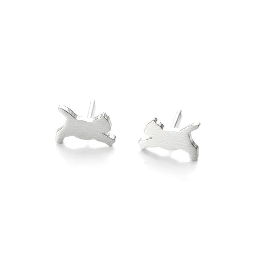 Silver Cat Studs - Sterling Silver Kitten Earrings