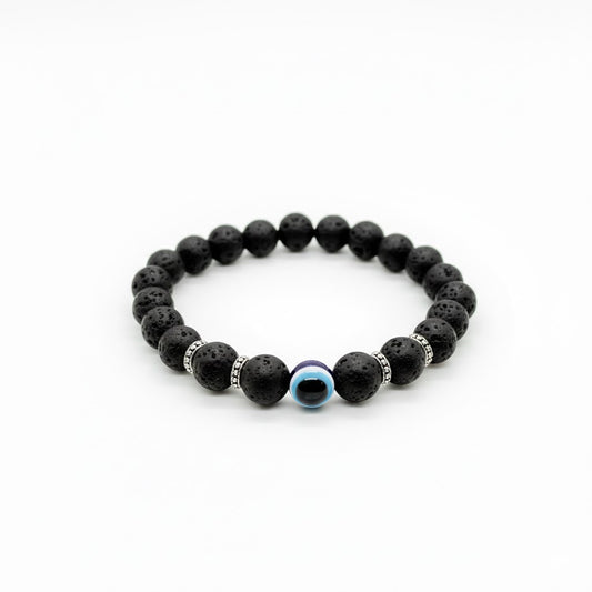 Evil Eye Lava Stone Bracelet - Men"s Lava Rock Bracelet