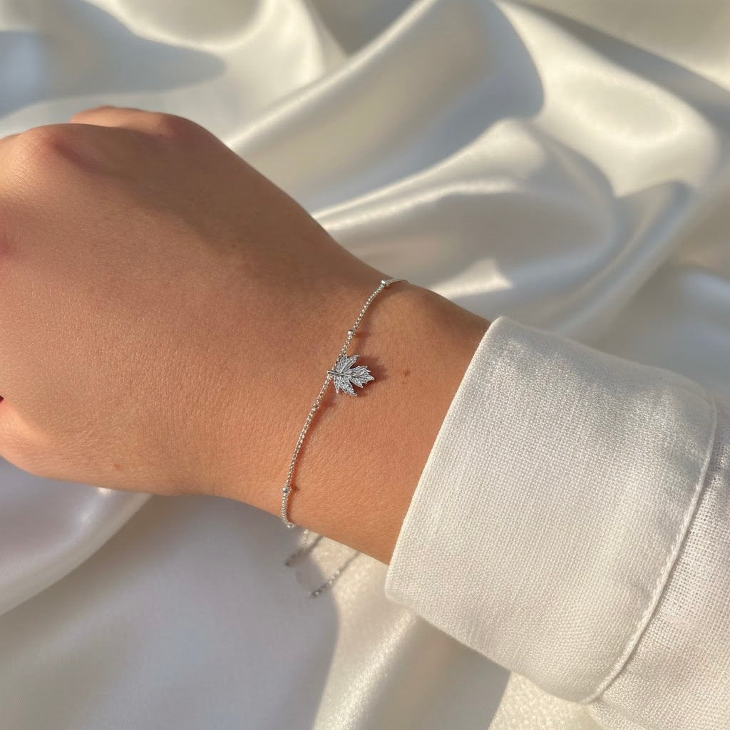 Maple Leaf Bracelet - Silver Maple Bracelet - Canadian Gift