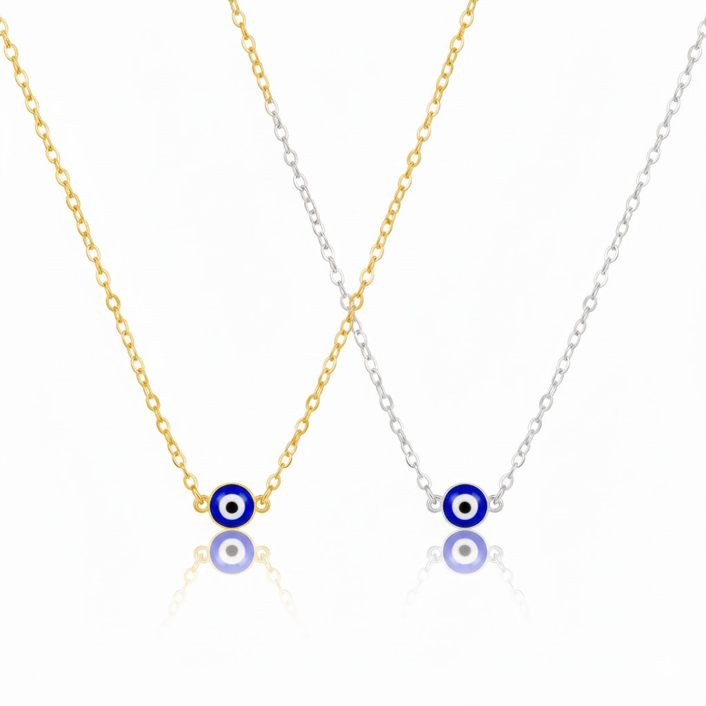 Mini Evil Eye Necklace - Silver Eye Charm Necklace