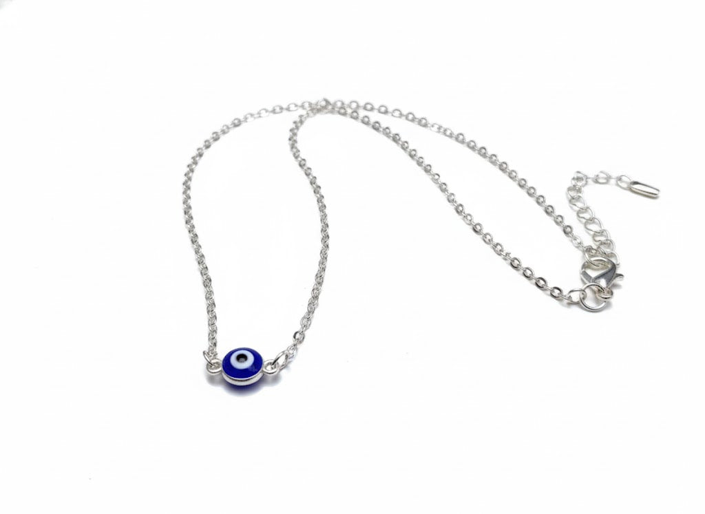 Mini Evil Eye Necklace - Silver Eye Charm Necklace