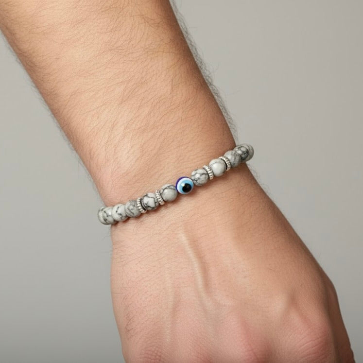 Evil Eye Lava Stone Bracelet - Men"s Lava Rock Bracelet
