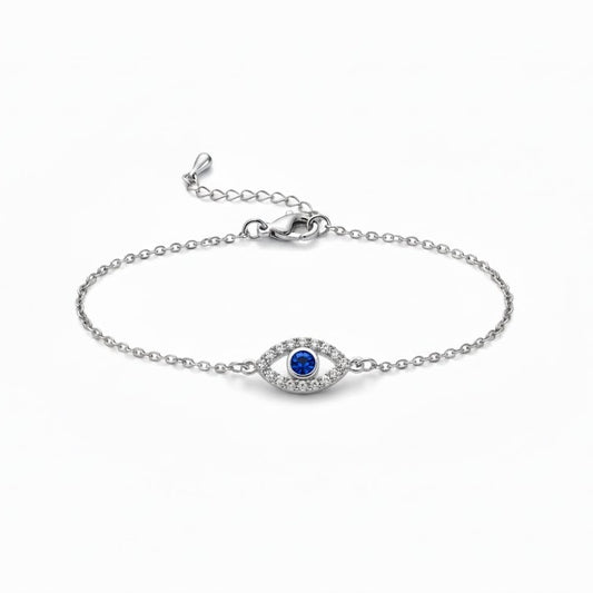 Diamond Eye Bracelet - Silver Evil Eye Bracelet with Stones