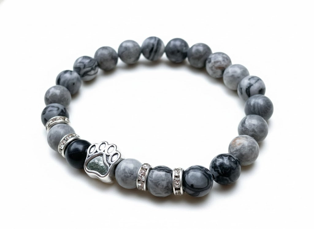 Paw Print Bracelet - Natural Stone Dog Paw Bracelet