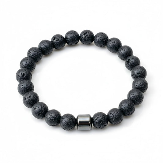 Lava Stone Bracelet - Lava Rock Stretch Bracelet for Men