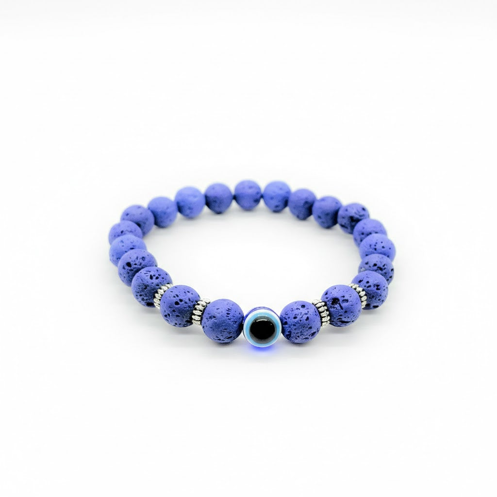 Evil Eye Lava Stone Bracelet - Men"s Lava Rock Bracelet