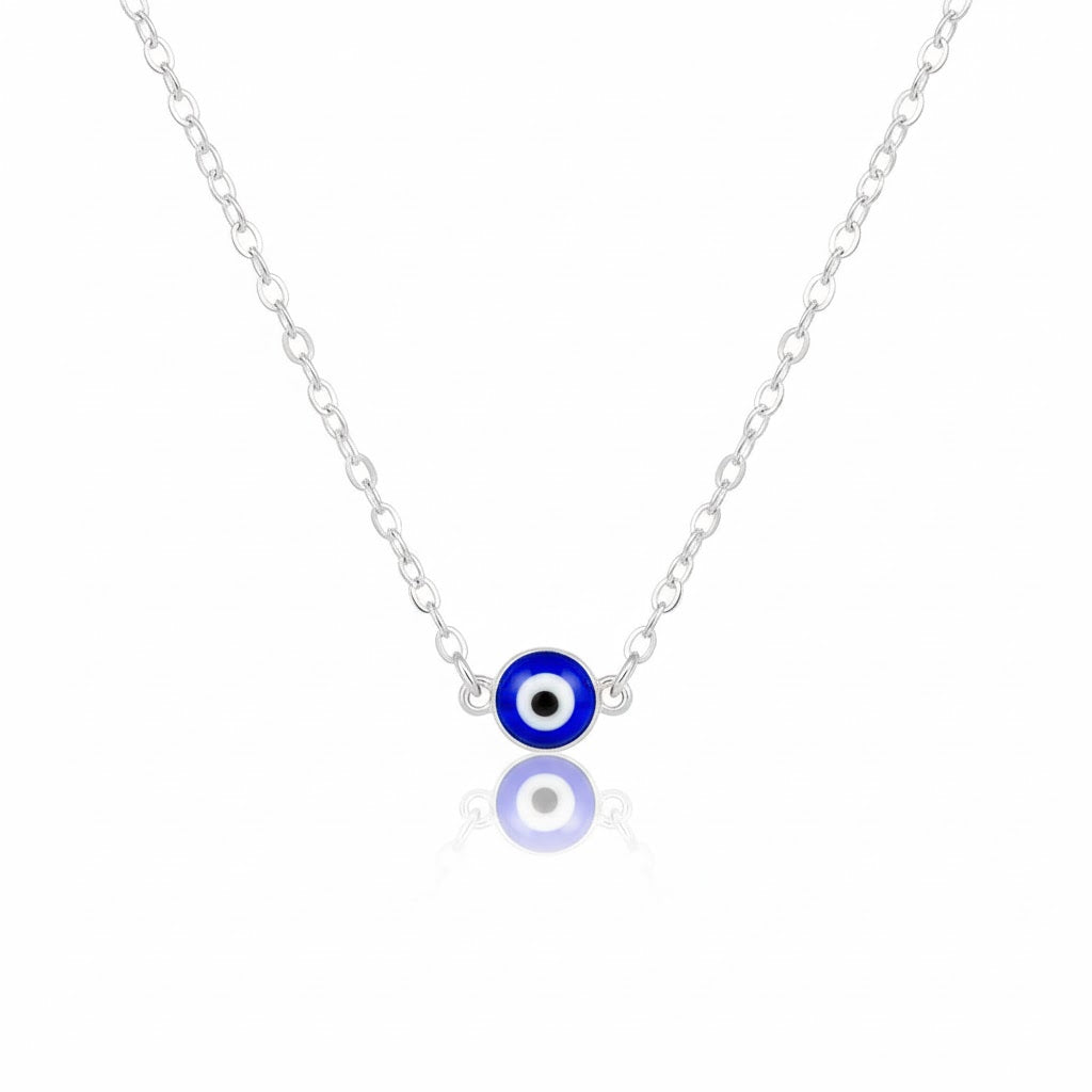 Mini Evil Eye Necklace - Silver Eye Charm Necklace