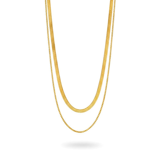 Layered Herringbone Necklace - Herringbone Box Necklace Set