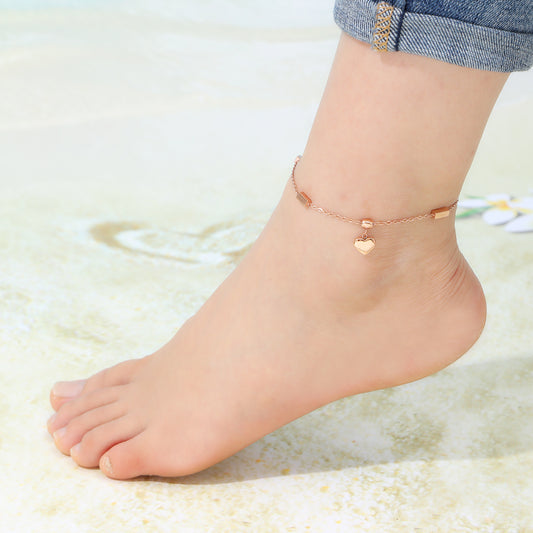 Rose Gold Heart Anklet