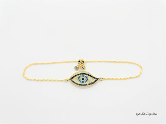 Eye Shaped Evil Eye Slider Bracelet