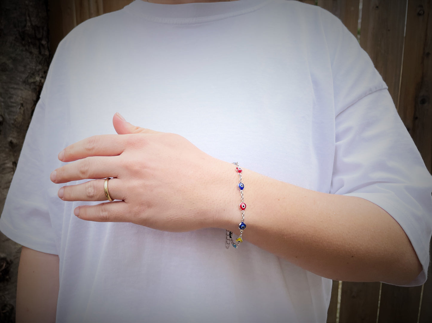 Glass Beaded Evil Eye Bracelet