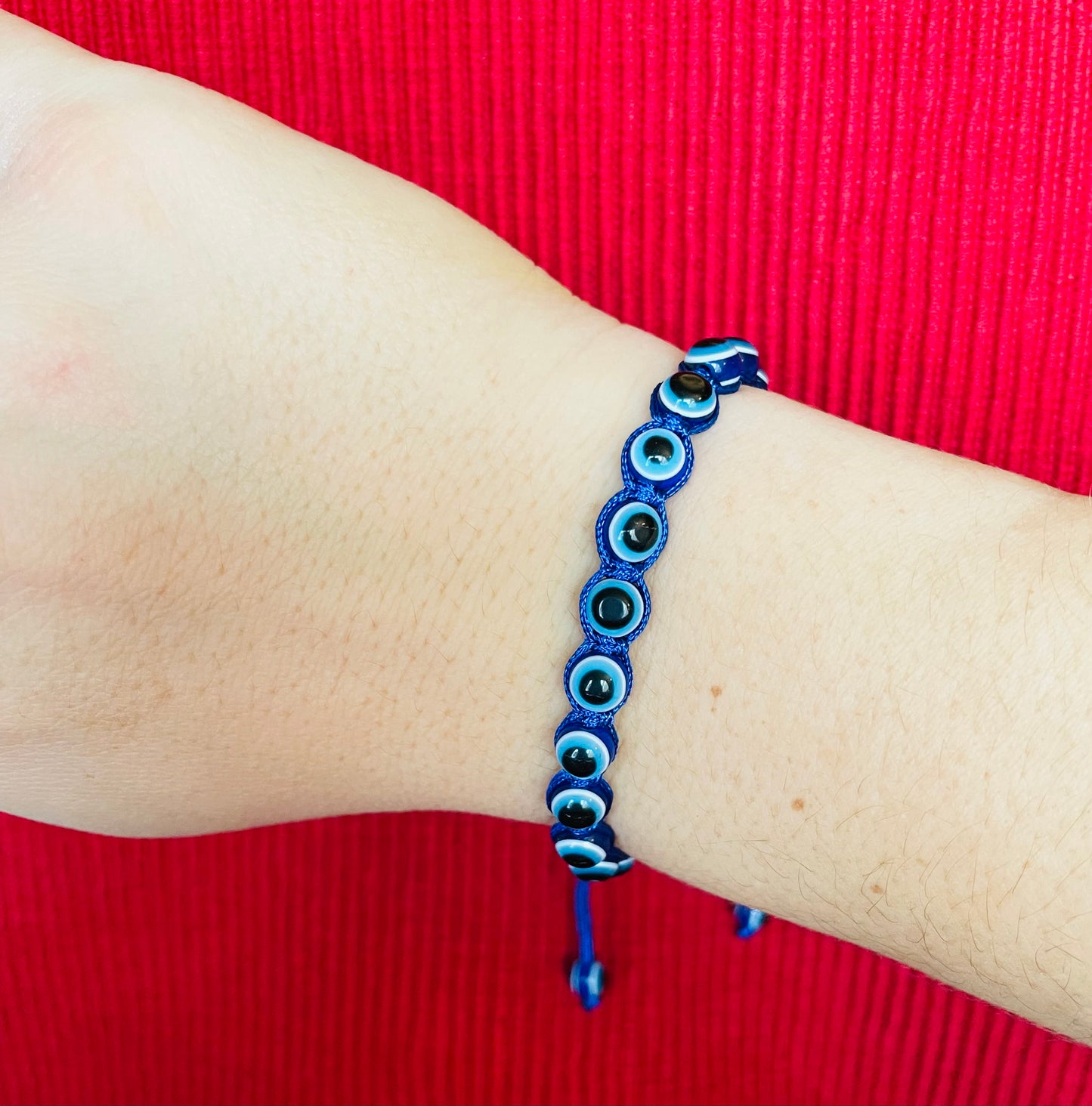 Men's Beaded Evil Eye Slider Bracelet