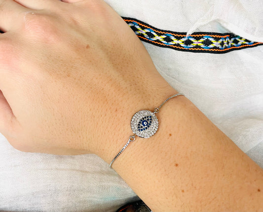 Evil Eye Round Slider Bracelet