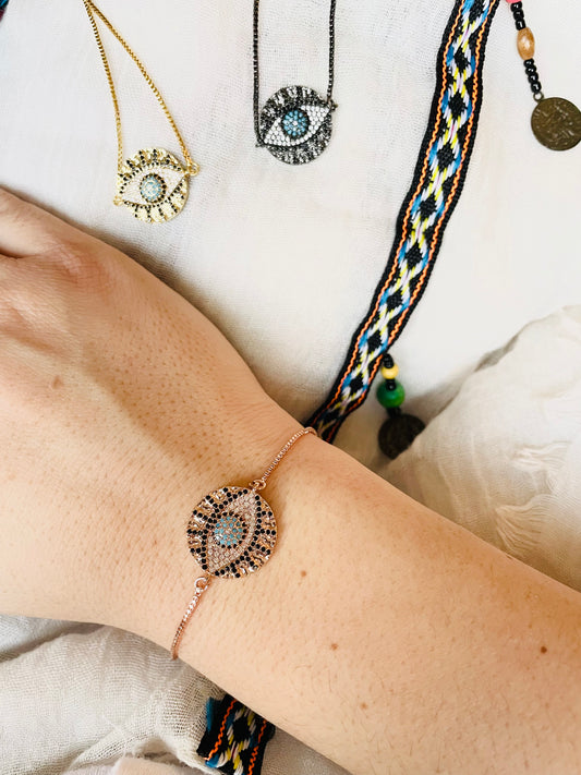 Evil Eye Round Slider Bracelet