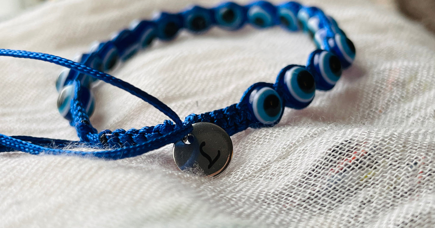 Men's Beaded Evil Eye Slider Bracelet