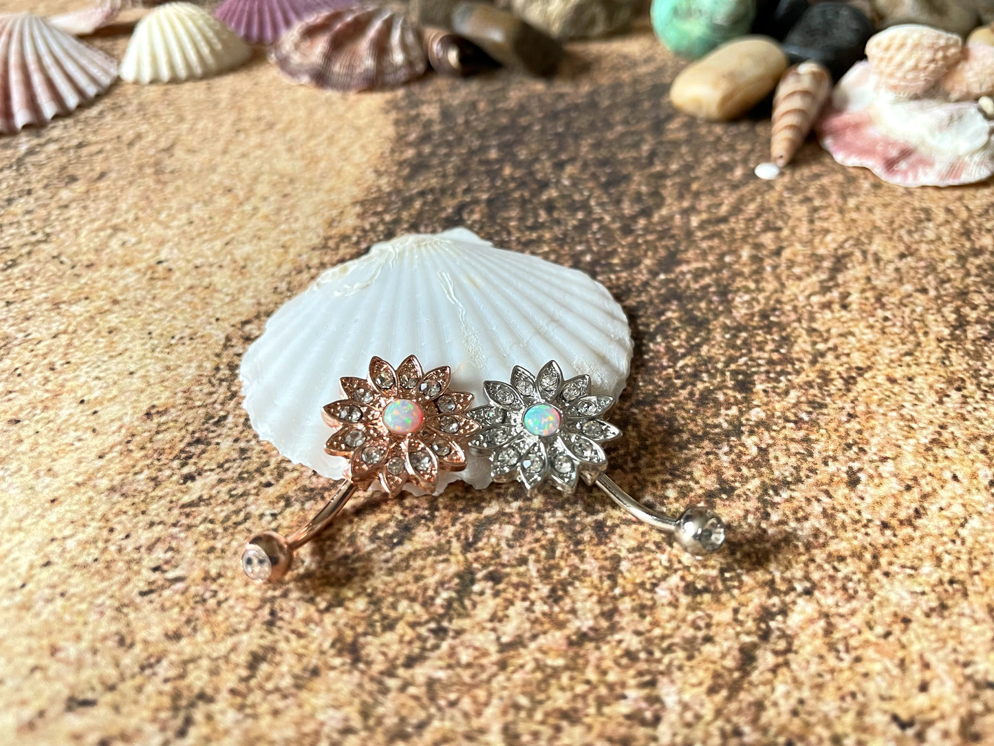 Floral Opal Belly Ring