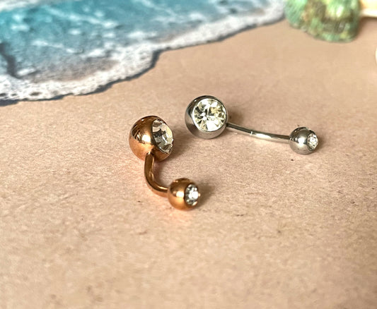 Round Diamond Belly Ring