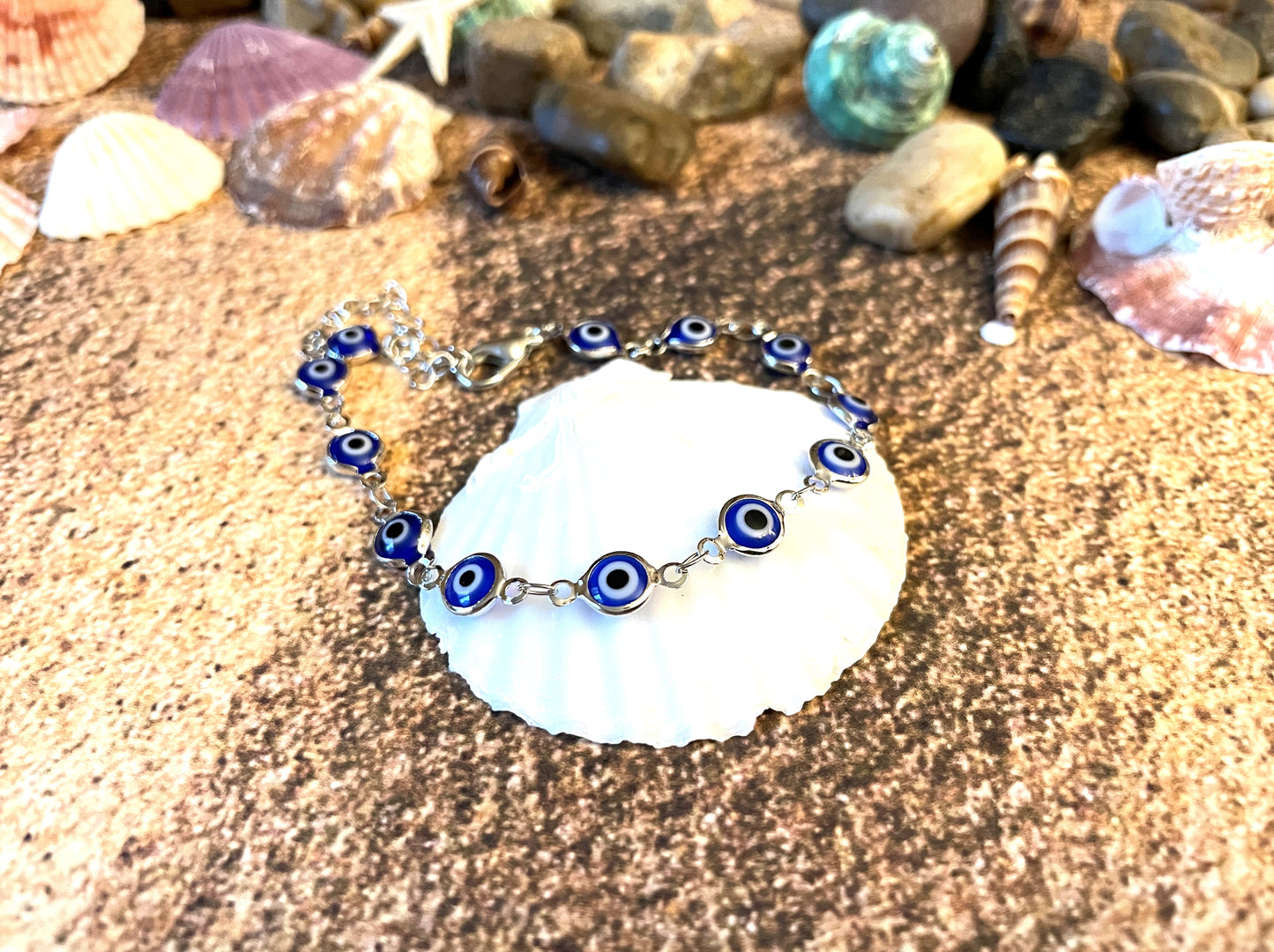 Glass Beaded Evil Eye Bracelet