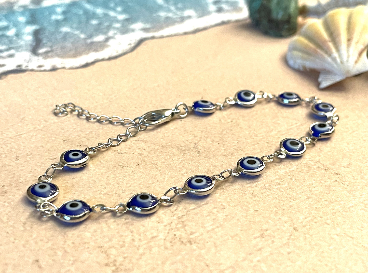 Glass Beaded Evil Eye Bracelet