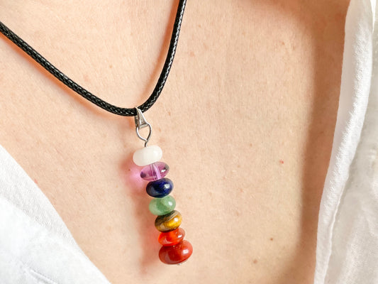 Chakra Stacked Stones Necklace