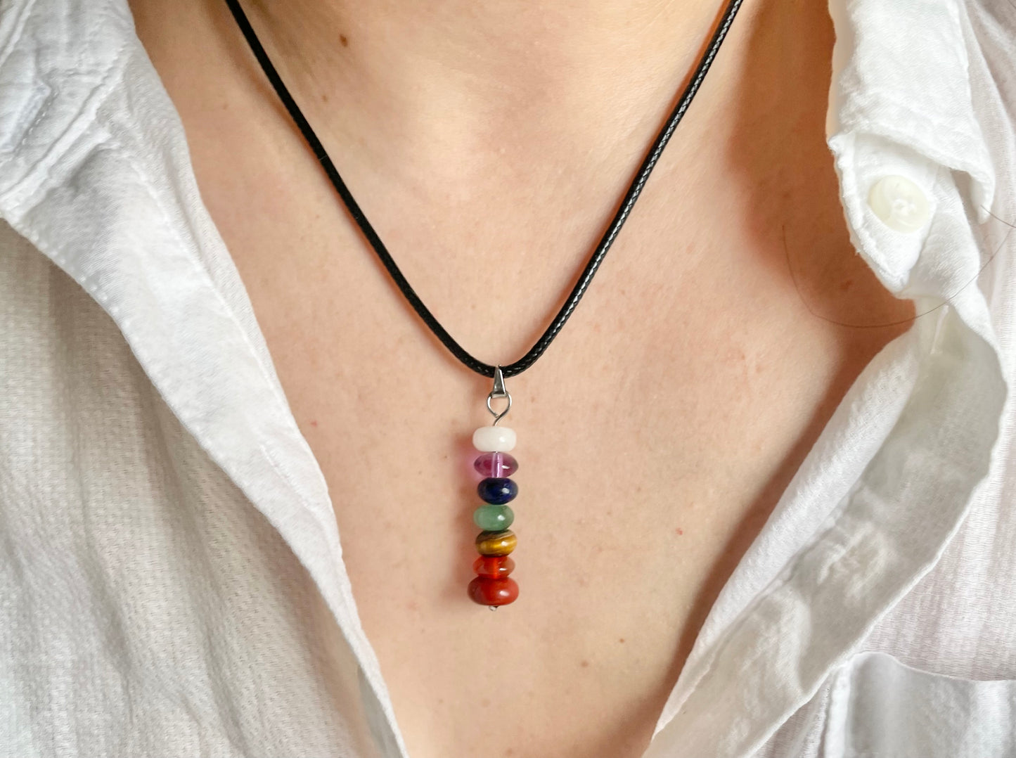 Chakra Stacked Stones Necklace