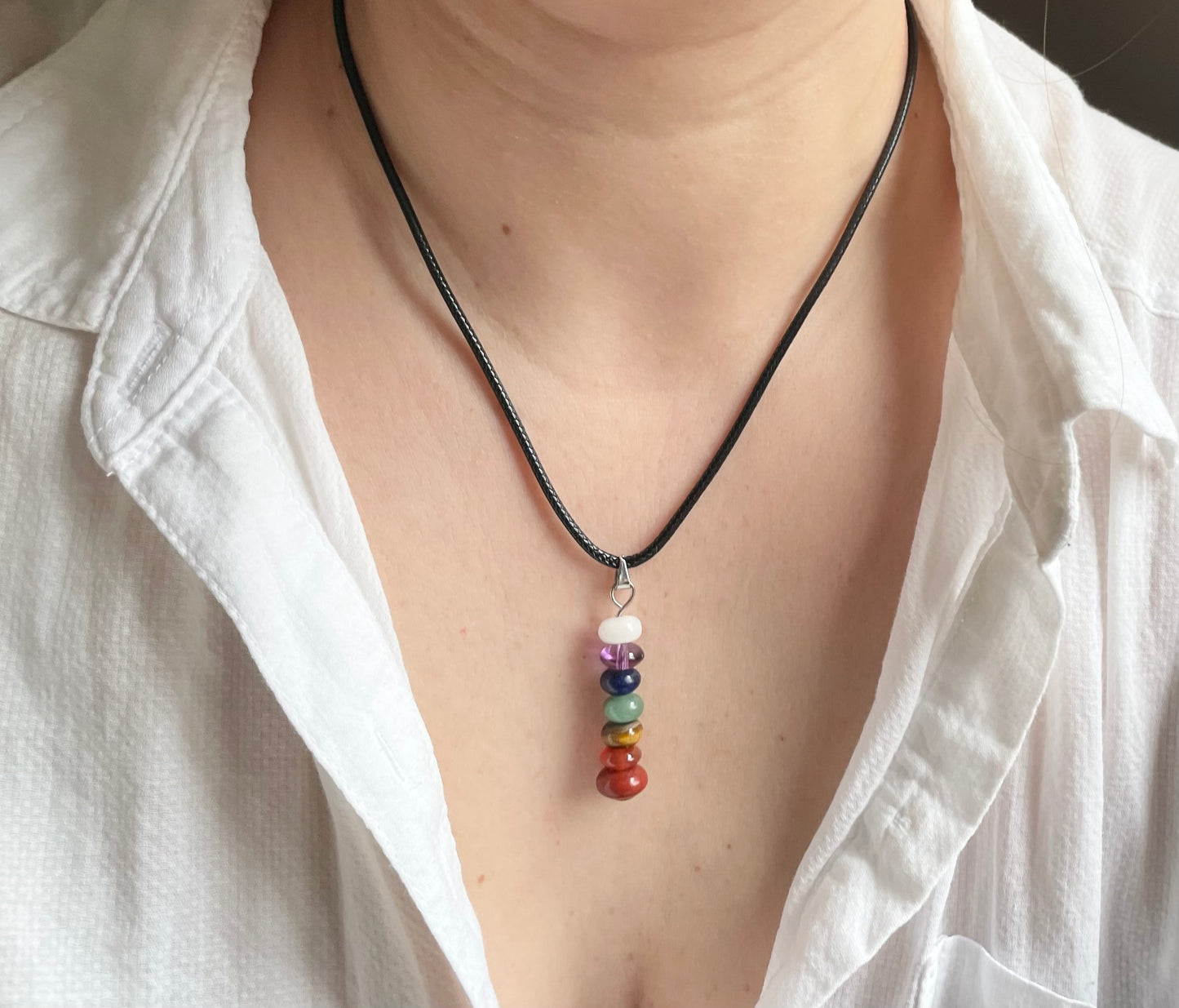 Chakra Stacked Stones Necklace