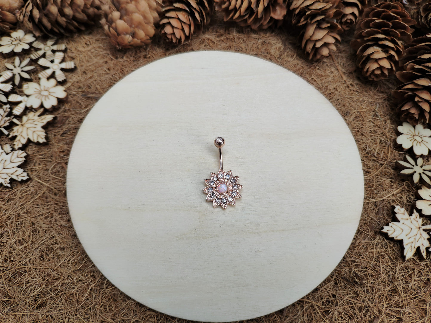 Floral Opal Belly Ring