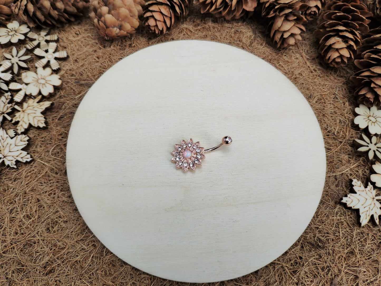 Floral Opal Belly Ring