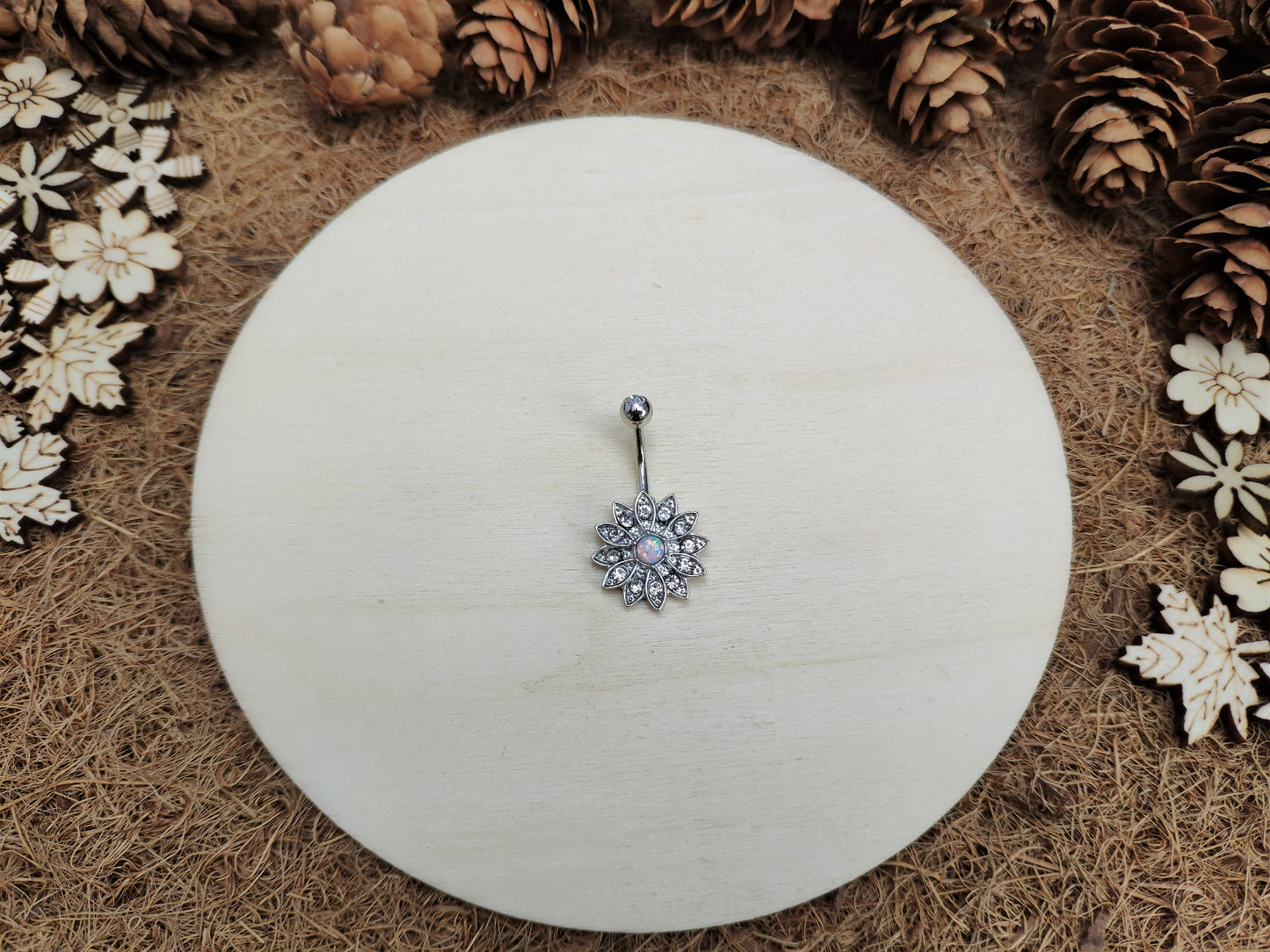 Floral Opal Belly Ring