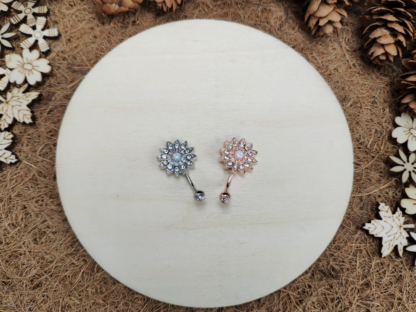 Floral Opal Belly Ring