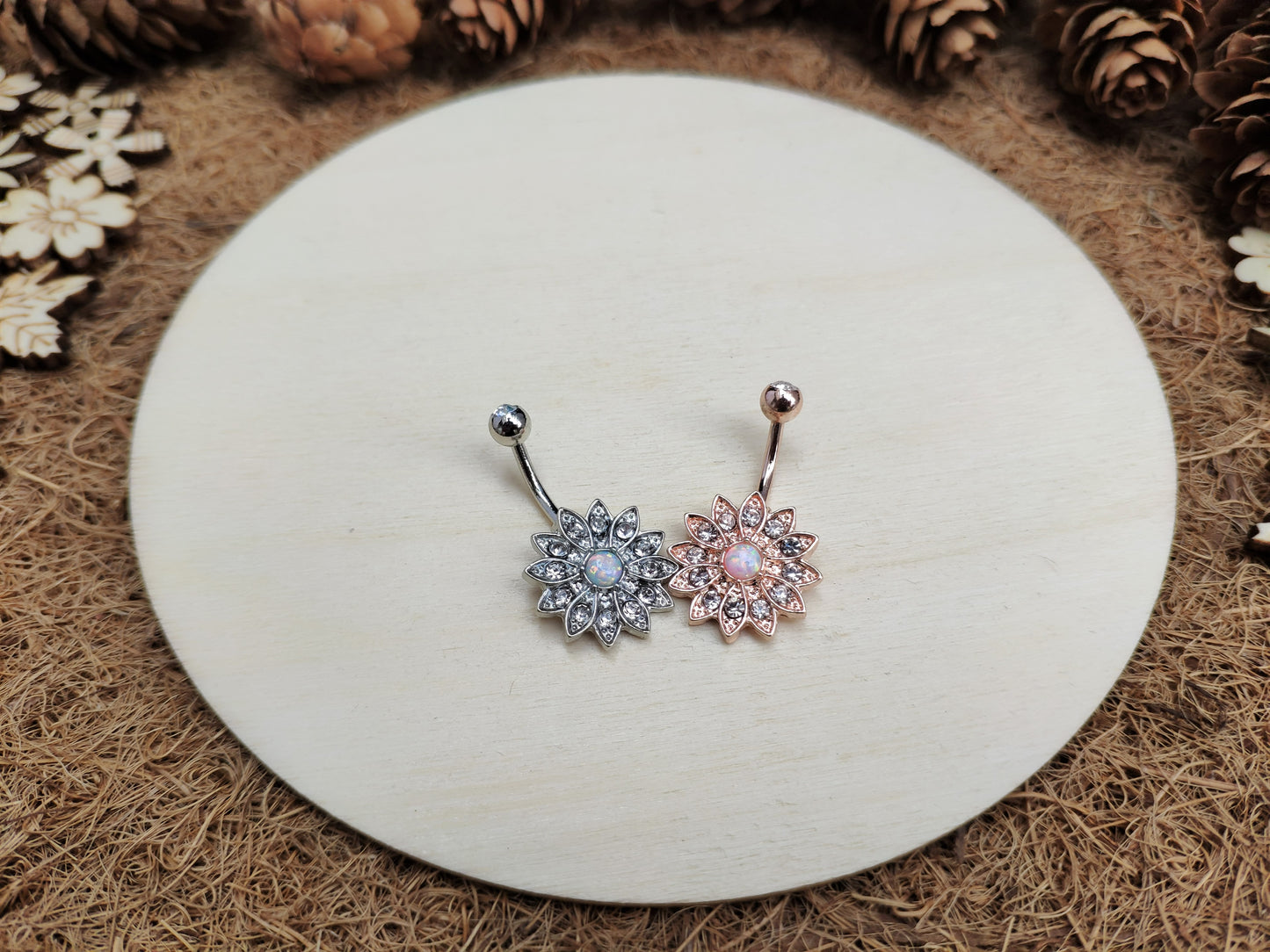 Floral Opal Belly Ring